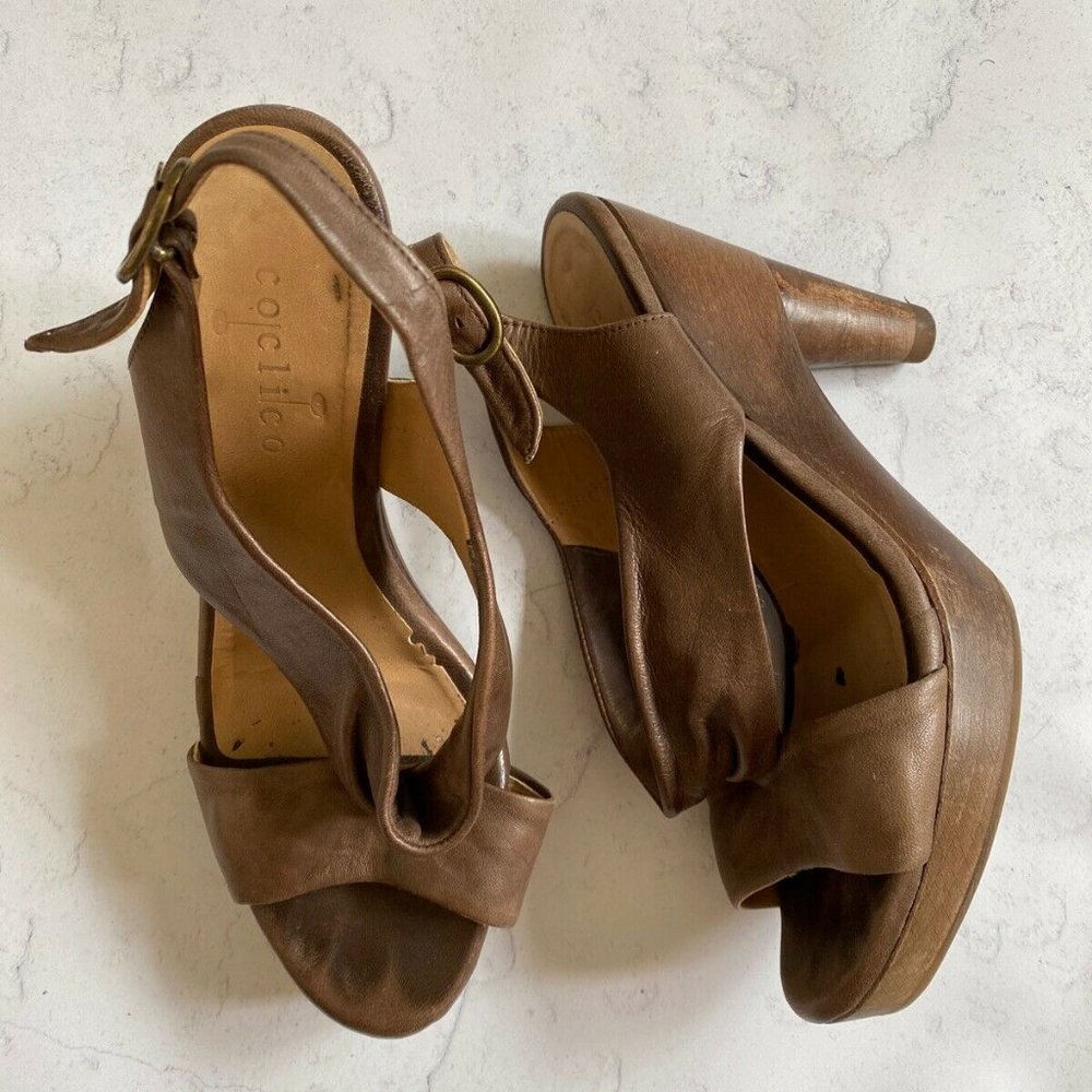 COCLICO [Brown Wood Leather Sandals]
